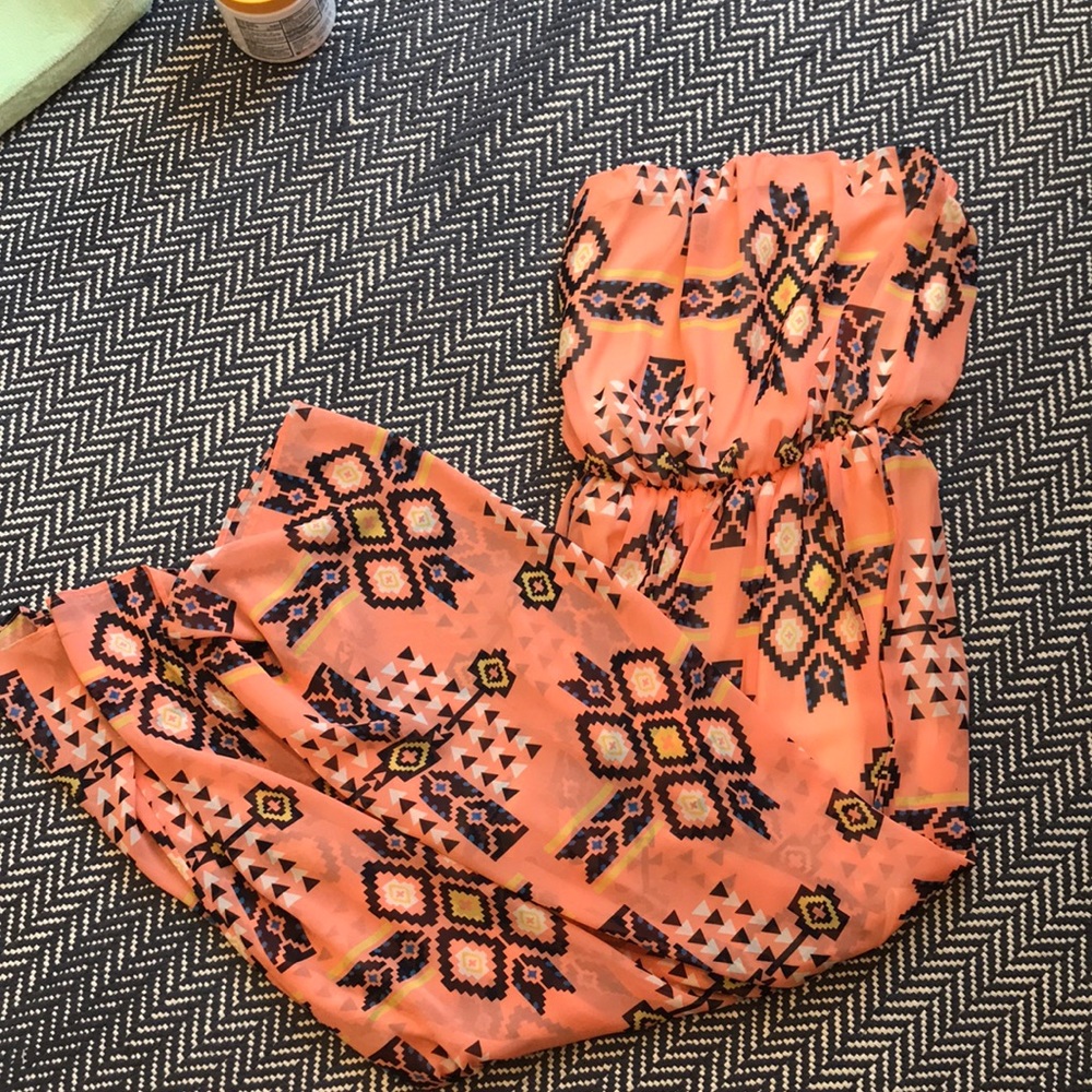 Aztec strapless maxi dress, S